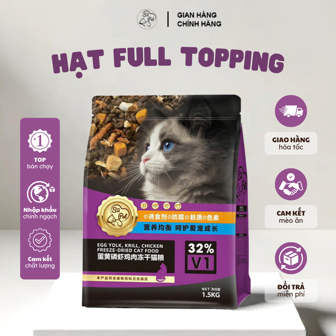 S2 PET V1 1,5kg Hạt siêu topping cho mèo mọi lứa tuổi 1 3